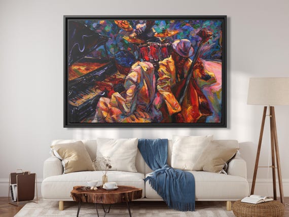 Music Wall Art Jazz Roman Nogin Canvas Print Music Gift Jazz Club Decor Pianist Saxophone Jazz Music Extra Large Wall Art Musician Print