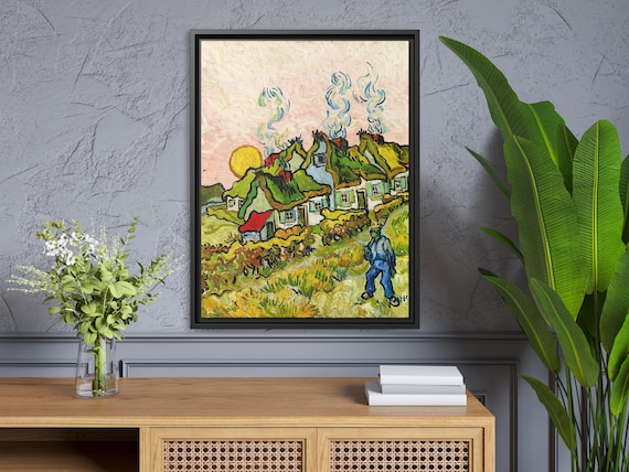 Vincent Van Gogh Houses and Figure Van Gogh Landscape Wall Art Impressionism Van Gogh Canvas Print Van Gogh Famous Painting Landscape Art