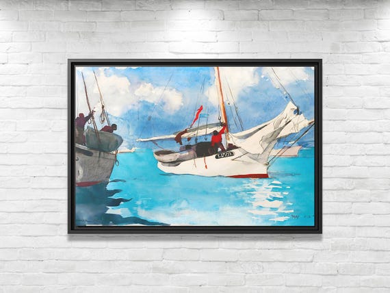 Homer Fishing Boats Key West Winslow Homer Artwork Sea Painting Ocean Wall Art Sea Henry Moore Painting Sea Canvas Print Ocean Scenic Print