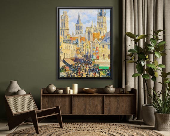 Camille Pissarro Grocery Street Camille Pissarro Rouen Pissarro Painting Camille Pissarro Artwork Pissarro Canvas Print Pissarro Street