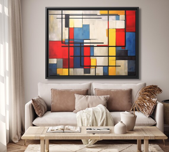 Mondrian Wall Art Dutch Painting Piet Mondrian Art De Stijl Painting Mondrian Dutch Art Large Abstract Painting Mondrian Print Abstract Art