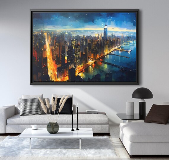 Abstract New York Canvas NYC Painting New York Manhattan Painting New York Landscape Manhattan Wall Art Skyline Painting NYC Wall Art NYC