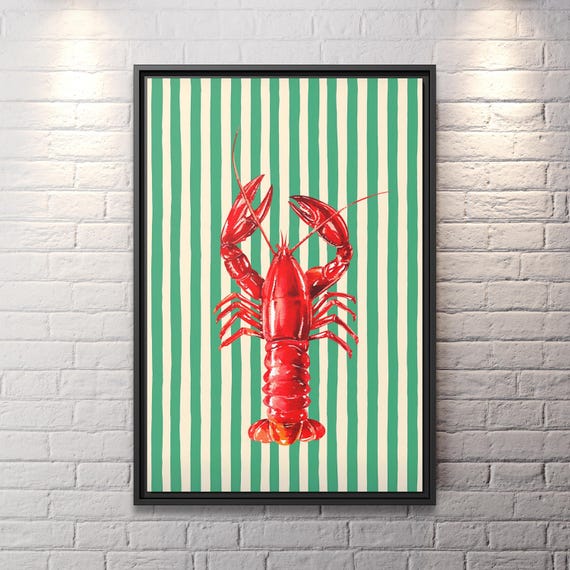 Lobster Wall Art Kitchen Painting Lobster Canvas Print Kitchen Art Decor Lobster Artwork Kitchen Lobster Bathroom Art Bathroom Canvas Print
