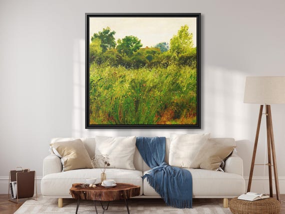 Wall Art P. C. Skovgaard Field of Oats near Vejby Nature Field Artwork Nature Field Wall Art Green Field Canvas Print Rustic Landscape Print