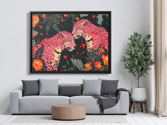Leopard Wall Art Boho Leopard Canvas Kitsch Art Big Cat Art Whimsical Leopard Art Painting Leopard Kitsch Aesthetic Leopard Lover Gift Print