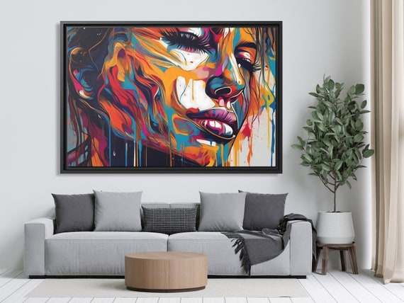 Abstract Woman Face Wall Art Woman Large Abstract Painting Woman Abstract Artwork Beautiful Face Art Print Girl Portrait Abstract Girl Print