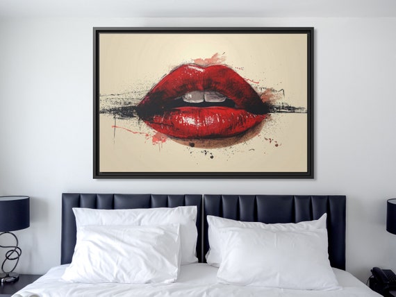 Red Lips Wall Art Sensual Print Lips Bedroom Artwork Red Lips Print Erotic Artwork Lips Print Erotic Poster Sensual Wall Art Lips Poster