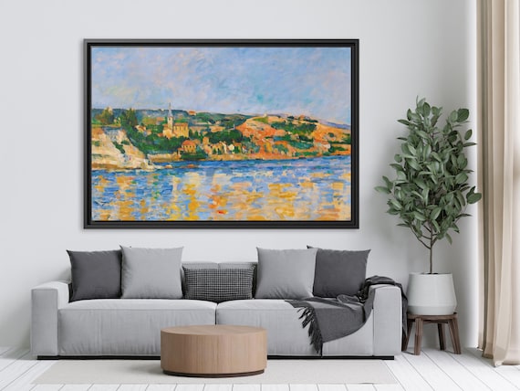 Paul Cézanne Village at the Water's Edge Paul Cezanne Village au Bord de l'eau Cezanne Painting Famous Landscape Painting Village Cezanne