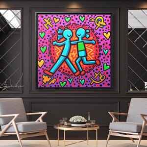 Arte mural de Keith Haring Arte pop de Keith Haring Arte pop de Keith Haring Póster de cultura pop Arte callejero de Keith Haring sobre lienzo Arte pop de Keith Haring imagen 4