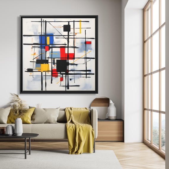 Piet Mondrian Wall Art Large Abstract Painting Mondrian Dutch Painting Famous Abstract Art Piet Mondrian Print De Stijl Abstract Art Work