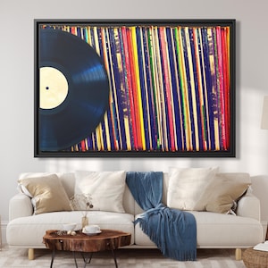 Arte mural musical, discos de vinilo, decoración musical, portadas de vinilo vintage, impresiones en lienzo, colección de álbumes, música, lienzo grande, regalos musicales