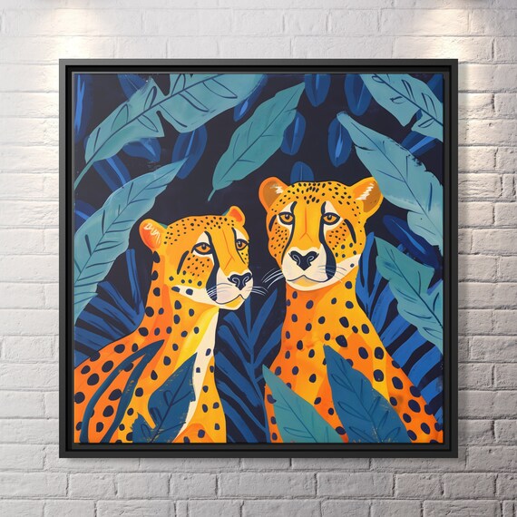 Leopard Wall Art Boho Leopard Canvas Kitsch Art Big Cat Art Whimsical Leopard Art Painting Leopard Kitsch Aesthetic Leopard Lover Gift Print