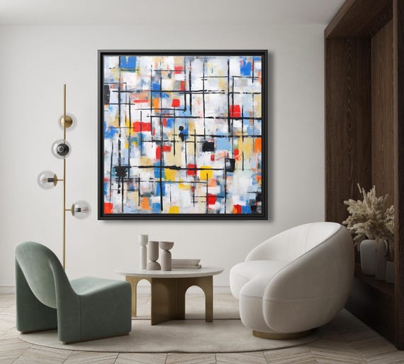 Piet Mondrian Wall Art Large Abstract Painting Mondrian Dutch Painting Famous Abstract Art Piet Mondrian Print De Stijl Abstract Art Work