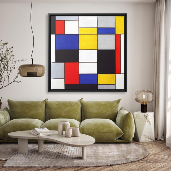 Piet Mondrian Wall Art Abstract Painting Mondrian Dutch Painting Famous Abstract Art Mondrian Composition Print De Stijl Abstract Art Work