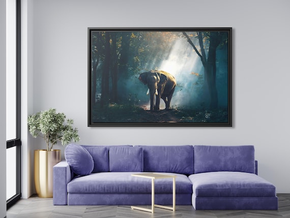 Enchanting Forest Elephant Canvas Wall Art Wildlife Print Indian Elephant Wall Art Elephant Canvas Print Wildlife Artwork African Wildlife