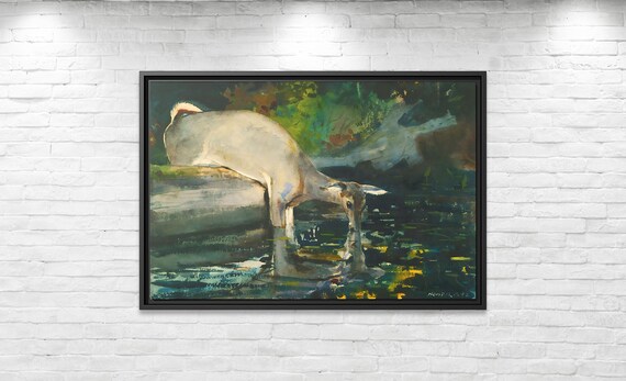 Winslow Homer Deer Drinking Winslow Homer Painting Huge Home Decor Wall Art Winslow Homer Painting Winslow Homer Deer Painting Homer River