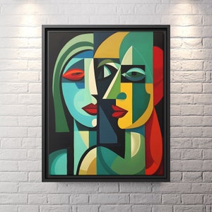 Cubism Picasso Canvas Print Modern Wall Art Decor Floating Frame Canvas Art Colorful Art Living room Bedroom Office Art Housewarming Gift