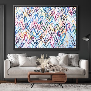 Banksy Love Hearts Banksy Painting Colorful Graffiti Art Colorful Hearts Canvas Street Art Print Graffiti Art Canvas Banksy Wall Art Canvas