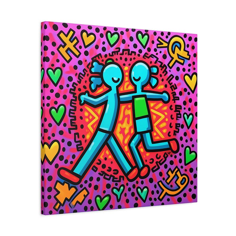 Arte mural de Keith Haring Arte pop de Keith Haring Arte pop de Keith Haring Póster de cultura pop Arte callejero de Keith Haring sobre lienzo Arte pop de Keith Haring Stretched Canvas