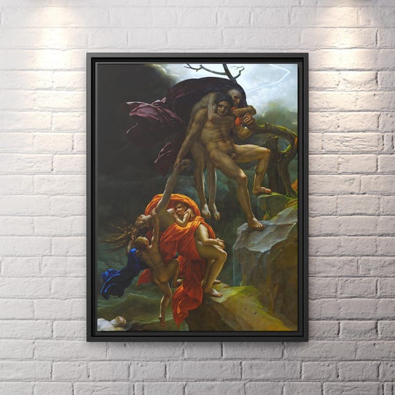 Anne Louis Girodet de Roussy Trioson Scene from Deluge Famous Artwork Canvas Print Sinister Wall Art Louvre Museum Art Print Louvre Museum