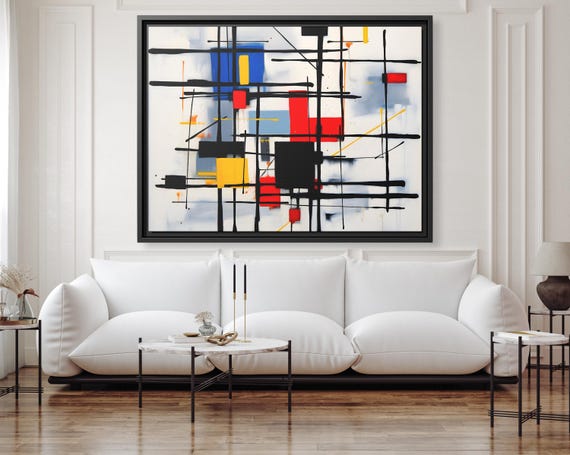 Piet Mondrian Wall Art Large Abstract Painting Mondrian Dutch Painting Famous Abstract Art Piet Mondrian Print De Stijl Abstract Art Work