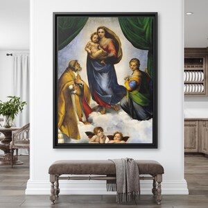 Raphael The Sistine Madonna Raphael Painting Madonna Wall Art Renaissance Painting Famous Artwork Renaissance Art Print Catholic Painting