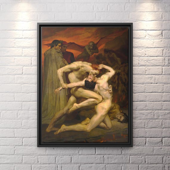 Dante and Virgile William Bouguereau Dante and Virgile Famous Artwork Canvas Print Dante Hell Wall Art Bouguereau Painting Dante Hell Print