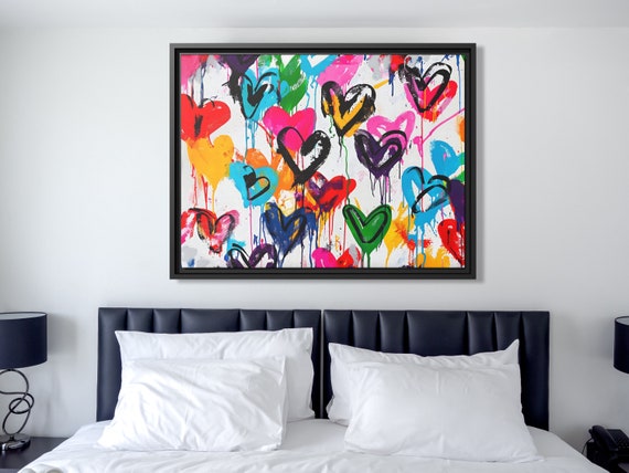 Wall Art Banksy Street Art Graffiti Heart Art Romantic Painting Colorful Hearts Graffiti Painting Banksy Artwork Heart Painting Large Banksy