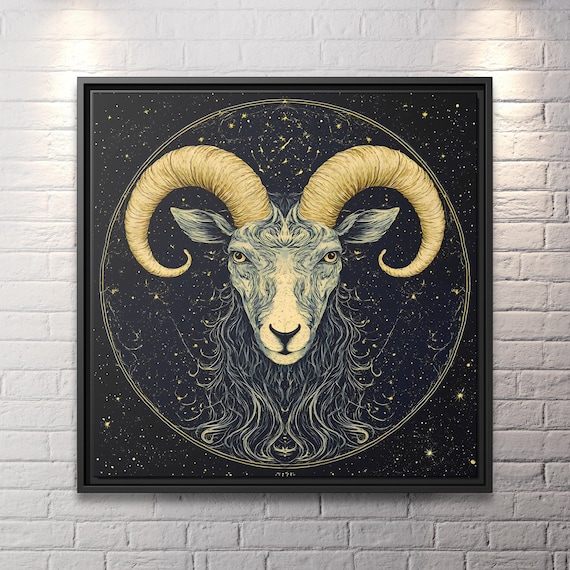 Ram Wall Art Wild Life Painting Rustic Gallery Wall Art Ram Decor Mountain Animal Art Aries Ram Wall Art Strong Animal Art Ram Aries Print