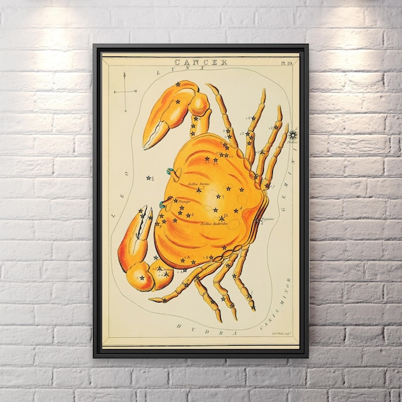Sidney Hall Cancer Wall Art Huge Canvas Home Decor Astrology Canvas Print Cancer Astrological Sign Wall Art Horoscope Cancer Sign Painting