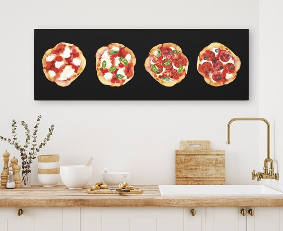 Pizza Kitchen Art Pizza Canvas Wall Art Pizza Restaurant Art Italian Cuisine Art Pizza Painting Italian Food Print Pizza Wall Art Pizza