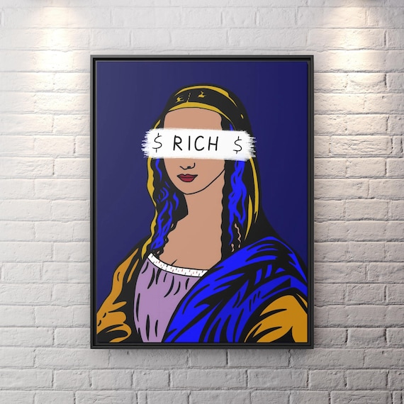 Mona Lisa Pop Art Rich Mona Lisa Wall Art Modern Urban Art Pop Artwork Mona Lisa Painting Motivational Modern Mona Lisa Popart Canvas Print