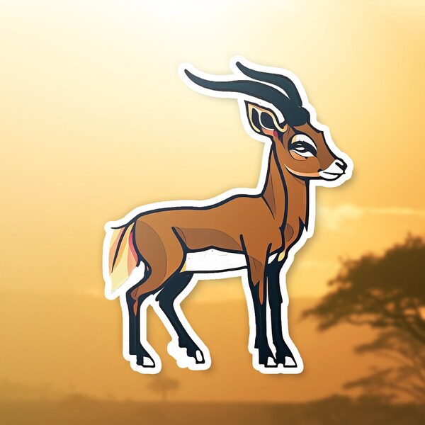 Autocollant antilope - Décalque vibrant - Autocollant pour ordinateur portable - Art animalier - Autocollant Safari