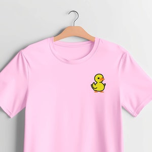 Cotton Yellow Duck Embroidered T-Shirt | 100% Cotton | Unisex | Available in Pink and Blue | UK Embroidered