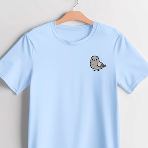 Cute Pigeon Embroidered T-Shirt - 100 Cotton, Unisex in Pink and Blue | UK Embroidered