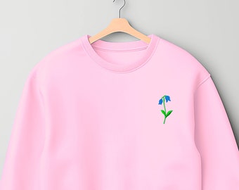 Delicate Bluebell Embroidered Sweatshirt | UK Embroidered | Embrace Nature's Grace with Style and Comfort