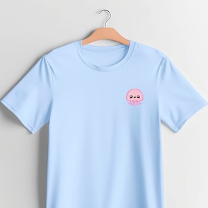 Pink Jellyfish Cute Embroidered 100%  Cotton T-Shirt | UK Embroidered | Available in Pink and Blue