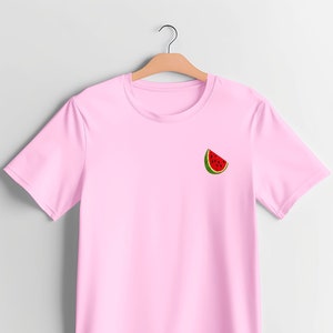 Refreshing Watermelon Embroidered Organic Cotton T-Shirt | 100% Cotton | Available in Pink and Blue | UK Embroidered