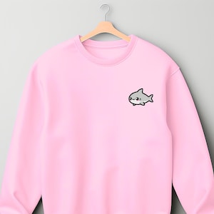 Cartoon Shark Embroidered Unisex Sweatshirt | UK Embroidered | Cozy and Whimsical