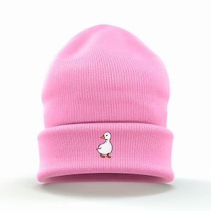 Niedliche Beanie mit Ente bestickt | Mehrere Farben | Einheitsgröße | Niedlicher Cottagecore