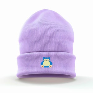 Chunky Chibi Snorlax Embroidered Cuffed Beanie | UK Embroidered | Expressive Comfort and Style | Anime | Gaming