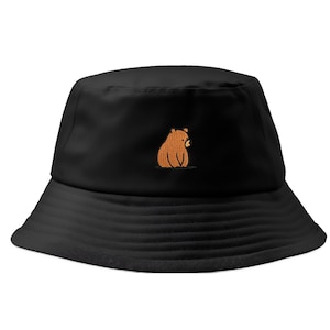 Adorable Bear Bucket Hat | Embroidered Design | 100% Cotton | Available in Two Sizes
