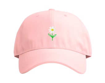 Casquette 100 % coton brodée de marguerites délicates | Brodé au Royaume-Uni | Élégant et confortable | Disponible en plusieurs couleurs