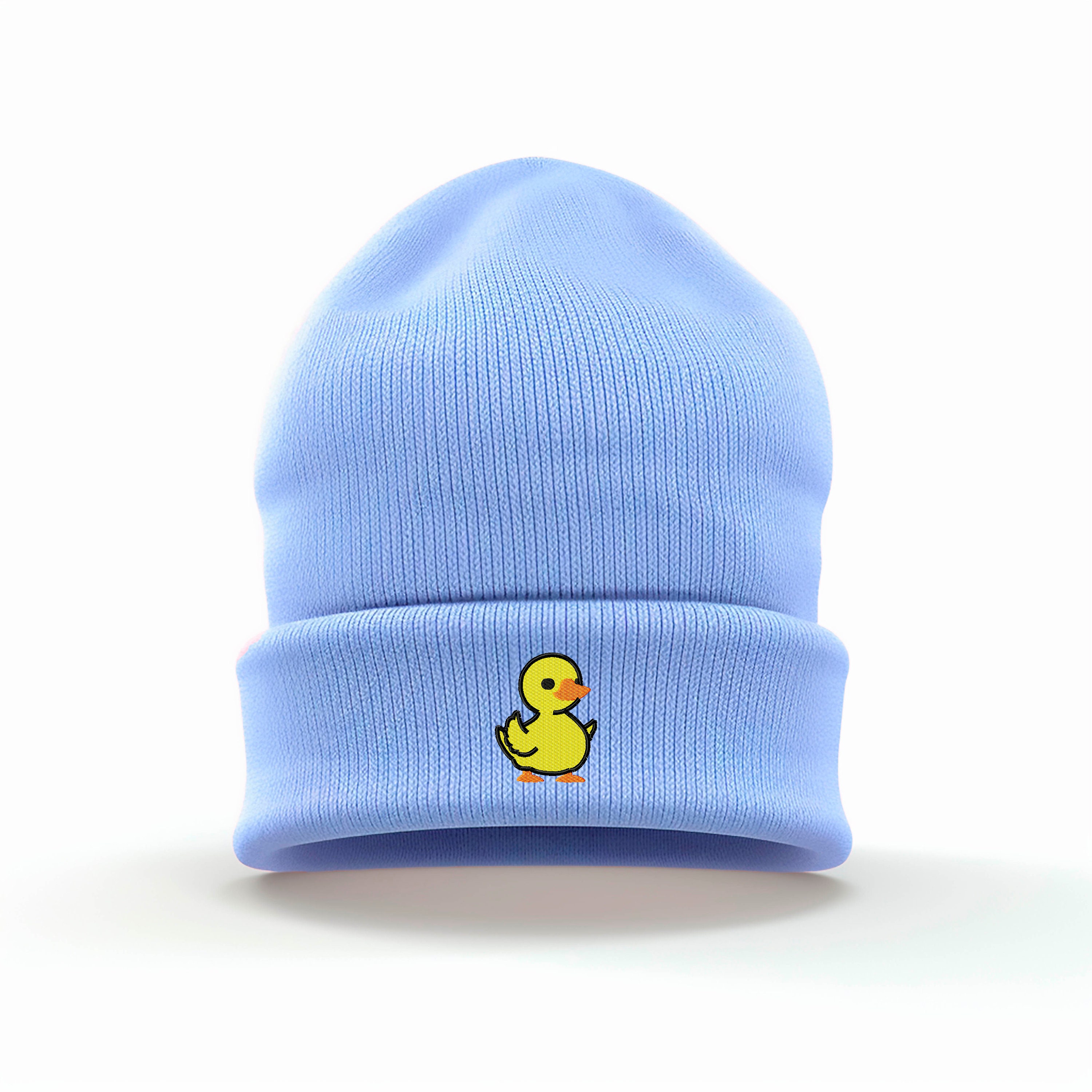 Yellow Duck Embroidered Beanie: Acrylic Cuffed Winter Hat - Etsy display picture 1