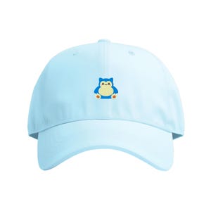Chibi Chunky Snorlax | Cotton Cap in 5 Colors | UK Machine-Embroidered | Anime | Gaming | Adjustable, One Size Fits All