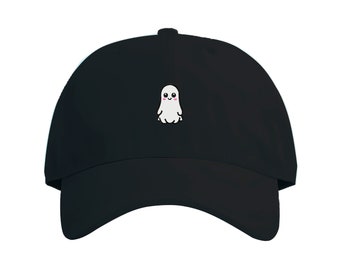 Cute Halloween Ghostie Embroidered 100% Cotton Cap | Add Playful Spookiness to Your Style | UK Embroidered | Adjustable, One Size Fits All