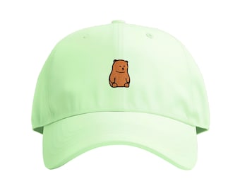 Casquette brodée 100 % coton Chubby Bear | Mignon et polyvalent | Cinq options de couleur