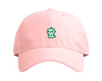 Green Dino Chibi Embroidered 100% Cotton Cap | Cute and Versatile | Five Color Options