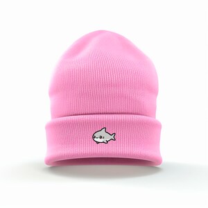 Cute Cartoon Shark Embroidered Cuffed Beanie | Multiple Colours | One Size Fits Most | Cute Trendy Whimsical