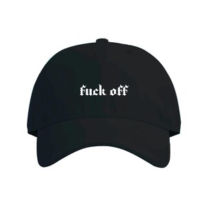 Gorra bordada Fuck Off 100 % algodón / Letras góticas / Maldiciones / Bordado en Reino Unido